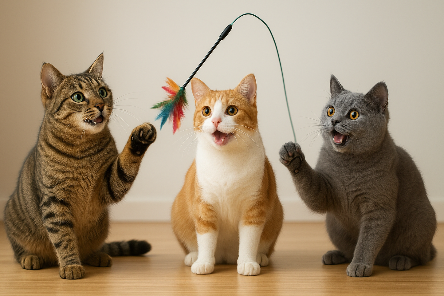Cat Teaser Toy - Interactive Bell & Feather Wand