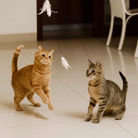 Cat Teaser Toy - Interactive Bell & Feather Wand