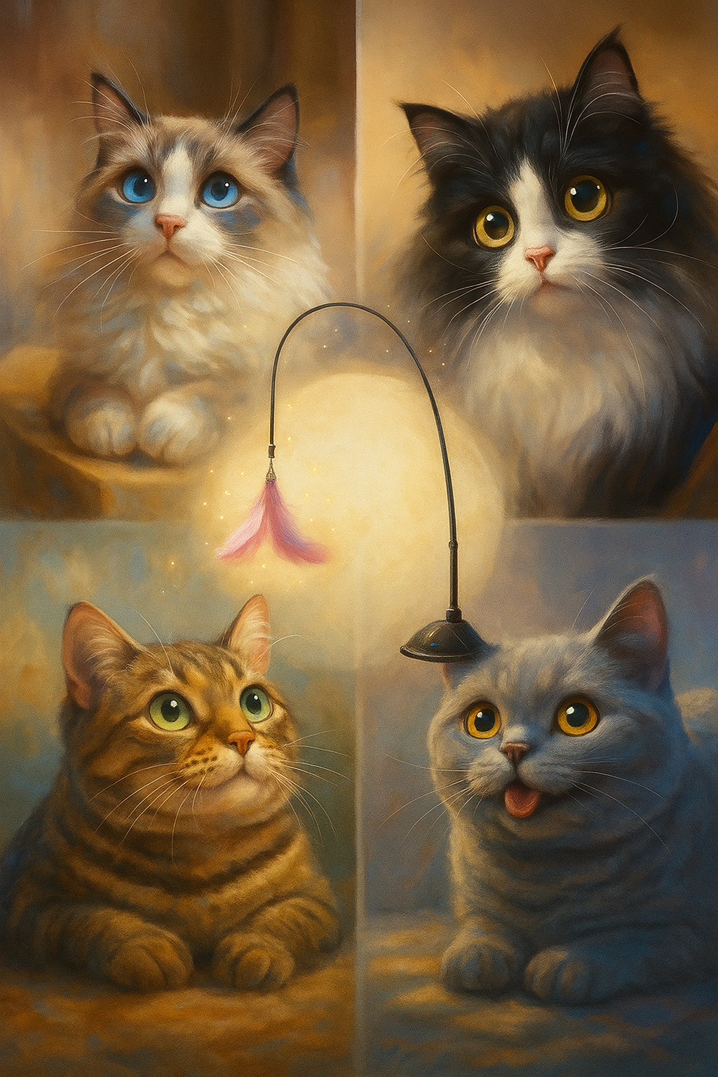 Cat Teaser Toy - Interactive Bell & Feather Wand