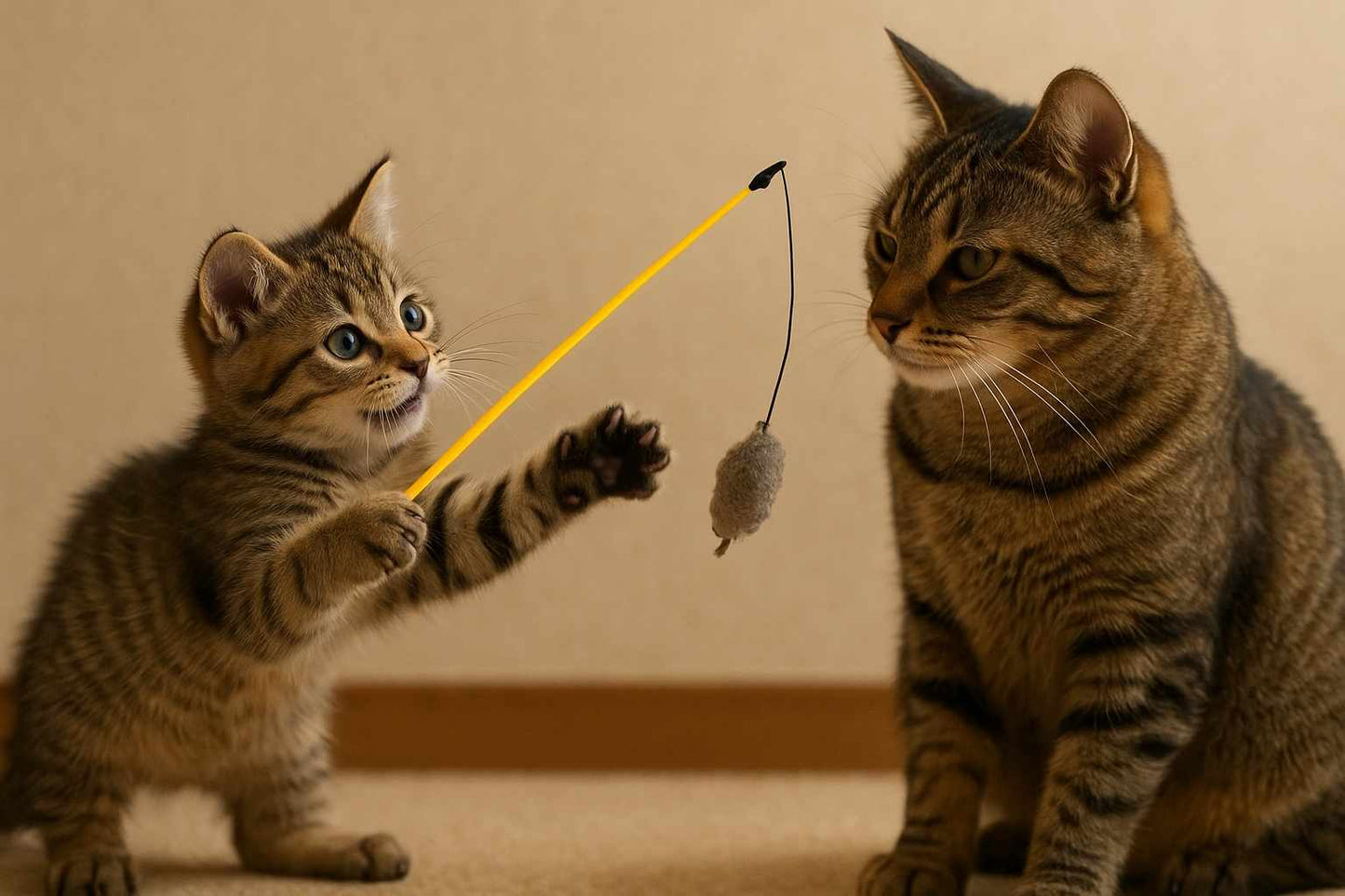 Cat Teaser Toy - Interactive Bell & Feather Wand