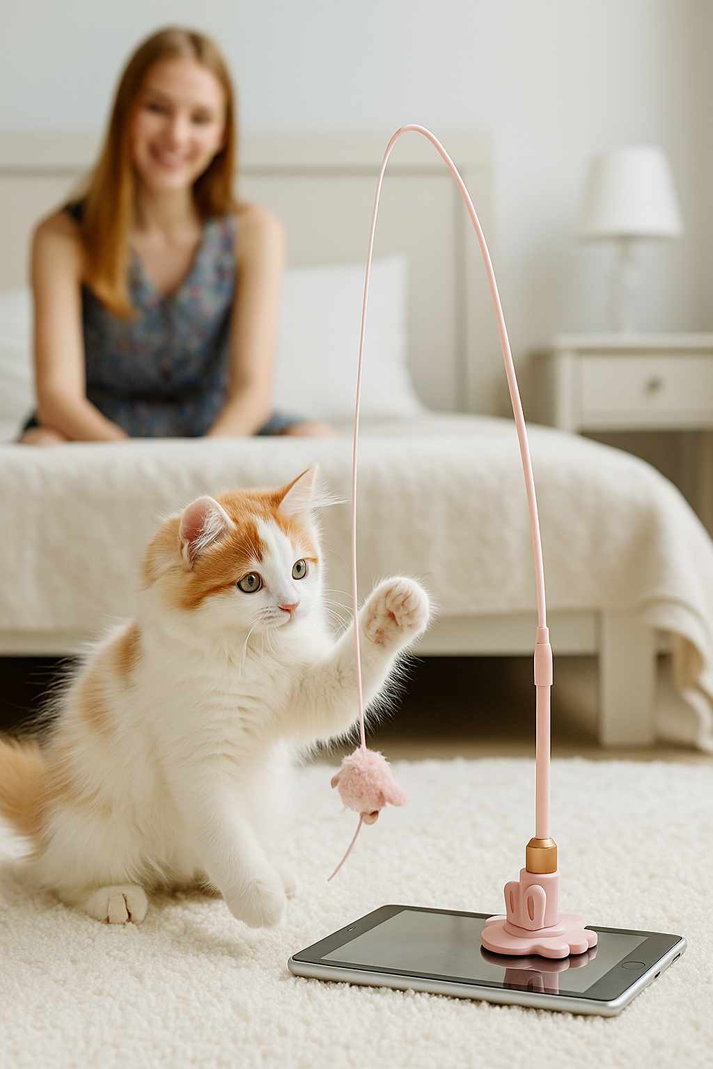Cat Teaser Toy - Interactive Bell & Feather Wand